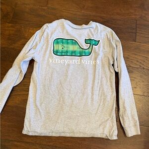 Vineyard Vines Gray and Green Long Sleeve Kids Tee